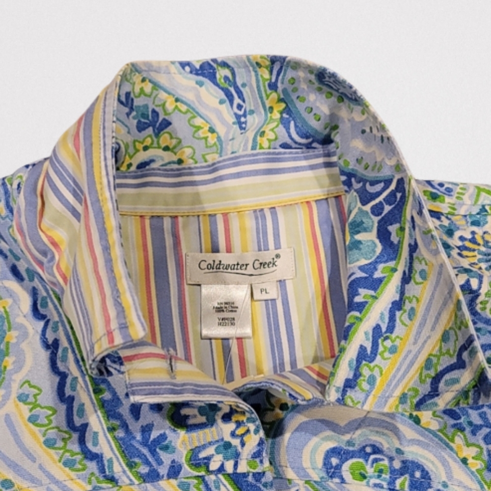 Jean Jacket; Paisley Blue Design; Large Petite NWT Cute with Jeans & White Pants - Picture 4 of 6